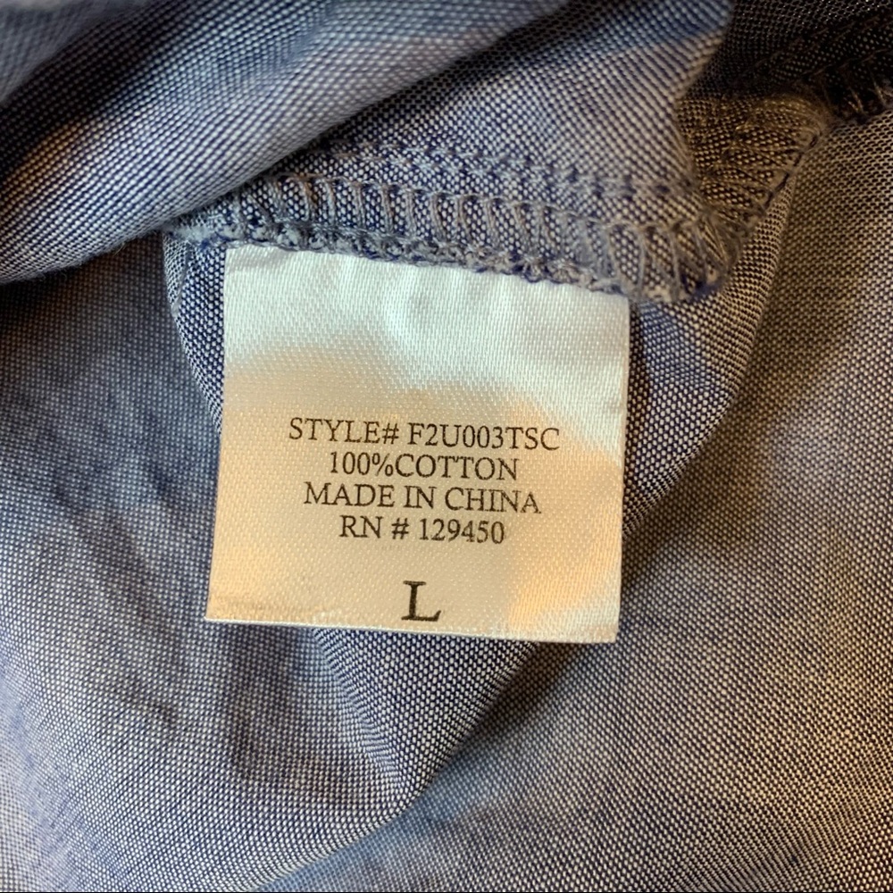 Como Vintage Chambray Floral Work Shirt L - Picture 7 of 9